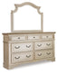 Realyn  Upholstered Panel Bed With Mirrored Dresser, Chest And Nightstand