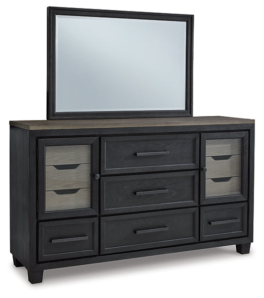 Foyland California King Panel Storage Bed with Mirrored Dresser, Chest and Nightstand