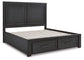 Foyland California King Panel Storage Bed with Mirrored Dresser, Chest and 2 Nightstands