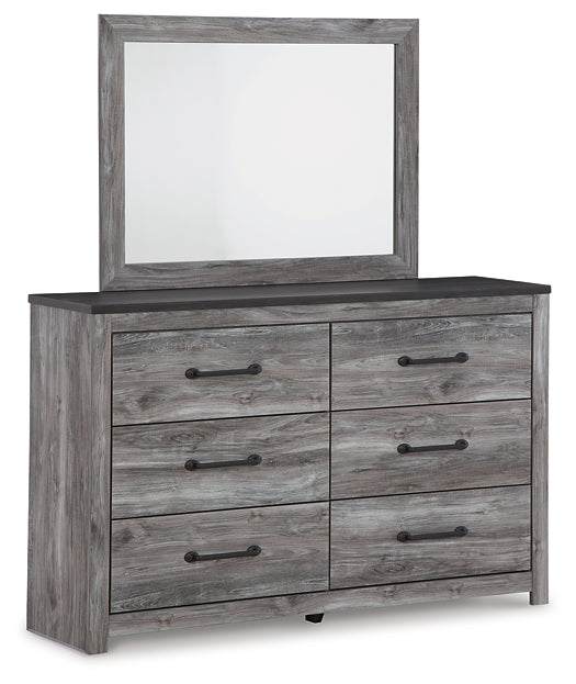Bronyan King Panel Bed with Mirrored Dresser, Chest and 2 Nightstands