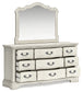 Arlendyne California King Upholstered Bed with Mirrored Dresser