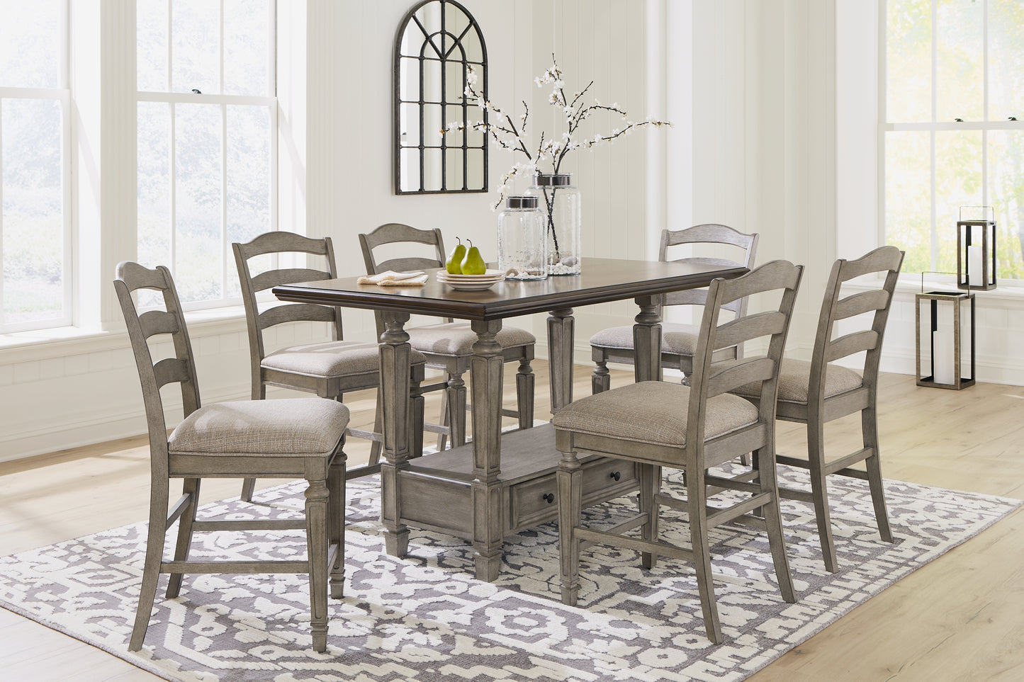 Lodenbay Counter Height Dining Table and 6 Barstools