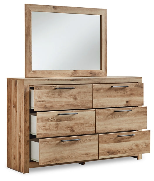 Hyanna Queen Panel Bed with Storage with Mirrored Dresser
